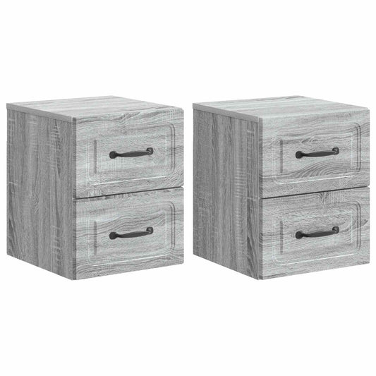 Wall-Mounted Bedside Cabinet 2 pcs Grey Sonoma Engineered Wood