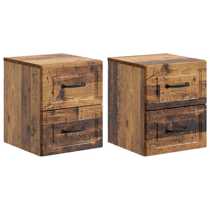 Wall-Mounted Bedside Cabinet 2 pcs Old Wood 34.5 x 33 x 40 cm