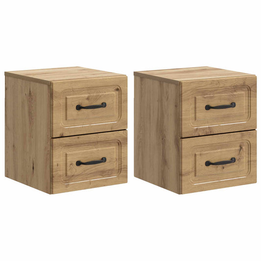 Wall-Mounted Bedside Cabinet 2 pcs Artisan Oak Engineered Wood
