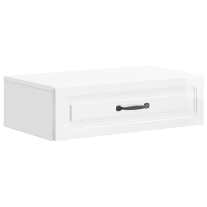 Wall-Mounted Side Table High Gloss White 59 x 34.5 x 17 cm