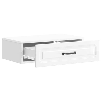 Wall-Mounted Side Table High Gloss White 59 x 34.5 x 17 cm