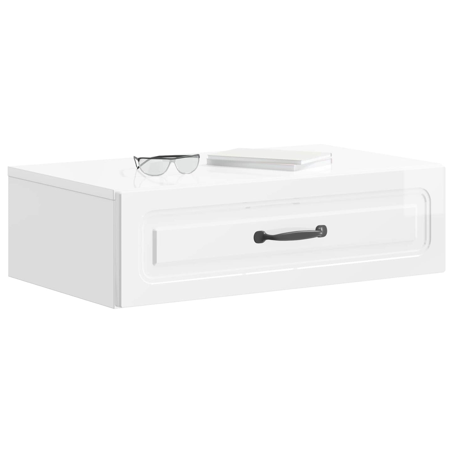 Wall-Mounted Side Table High Gloss White 59 x 34.5 x 17 cm