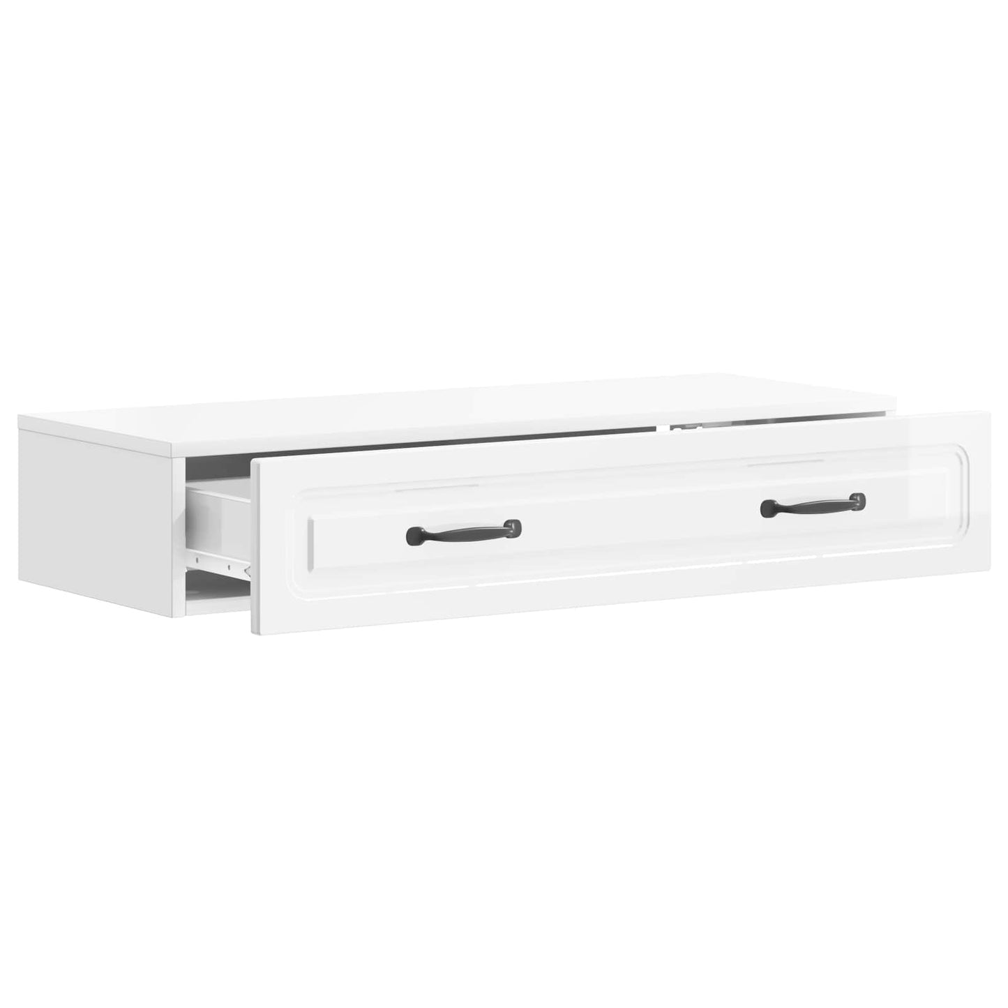 Wall-Mounted Side Table High Gloss White 87.5 x 34.5 x 17 cm