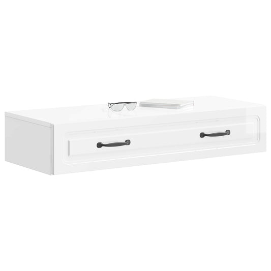 Wall-Mounted Side Table High Gloss White 87.5 x 34.5 x 17 cm