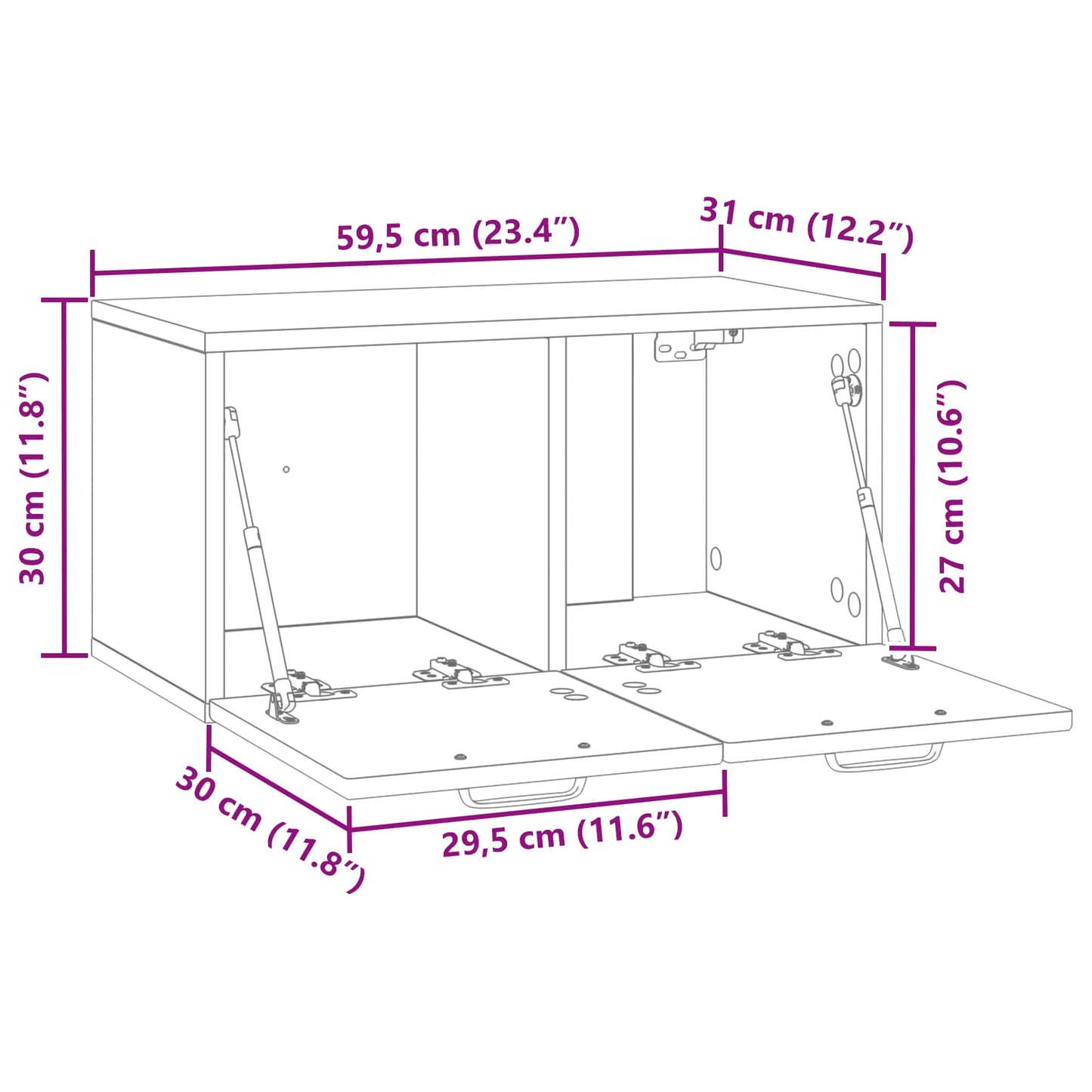 Wall-Mounted TV Cabinet Concrete Grey 59.5 x 31 x 30 cm