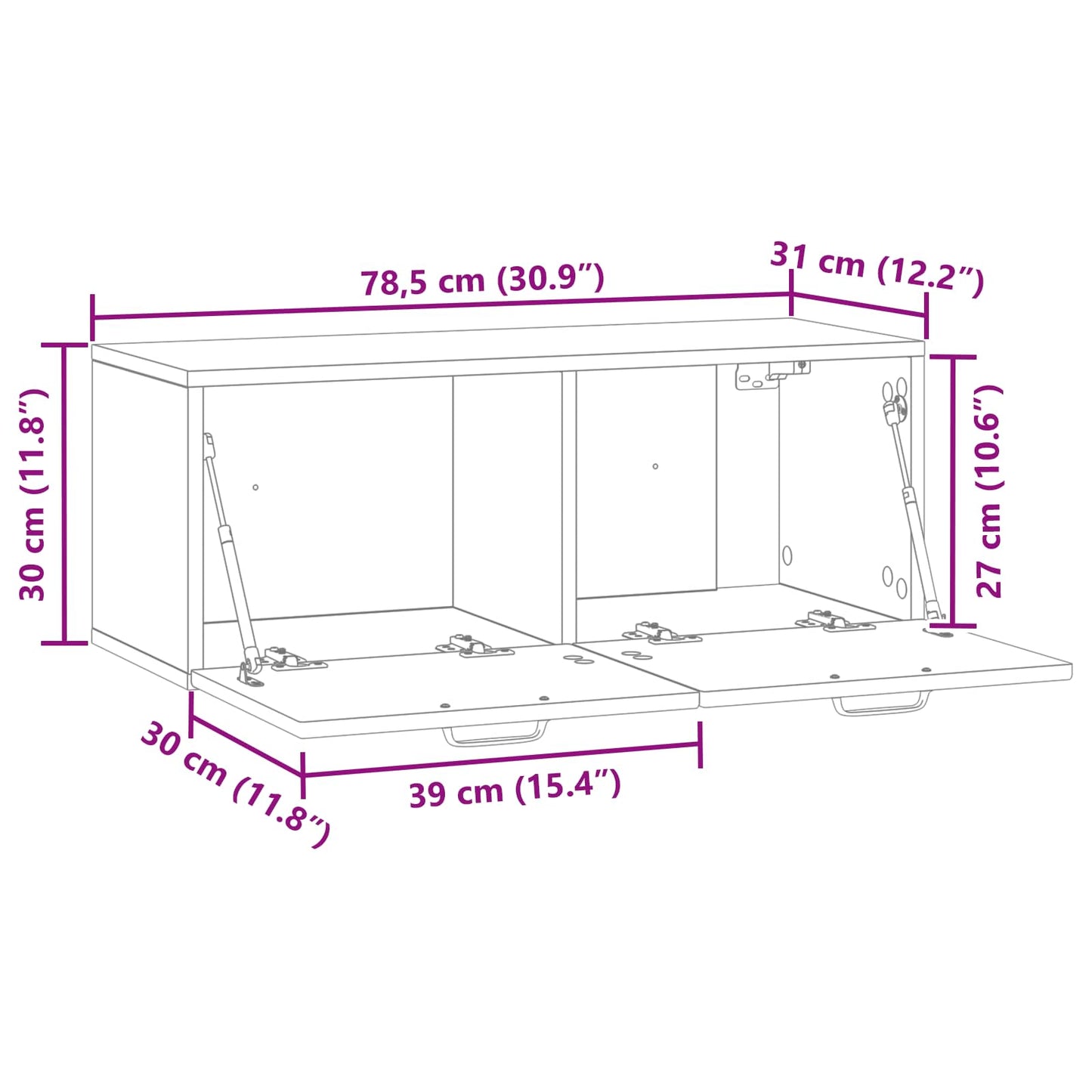 Wall-Mounted TV Cabinet High Gloss White 78.5 x 31 x 30 cm