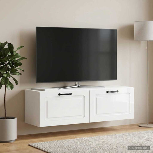 Wall-Mounted TV Cabinet High Gloss White 98 x 31 x 30 cm