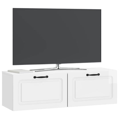 Wall-Mounted TV Cabinet High Gloss White 98 x 31 x 30 cm