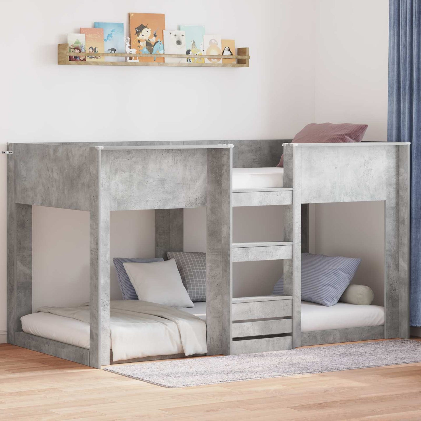 Bunk Bed for Kids Concrete Grey 75 x 190 cm Engineered Wood