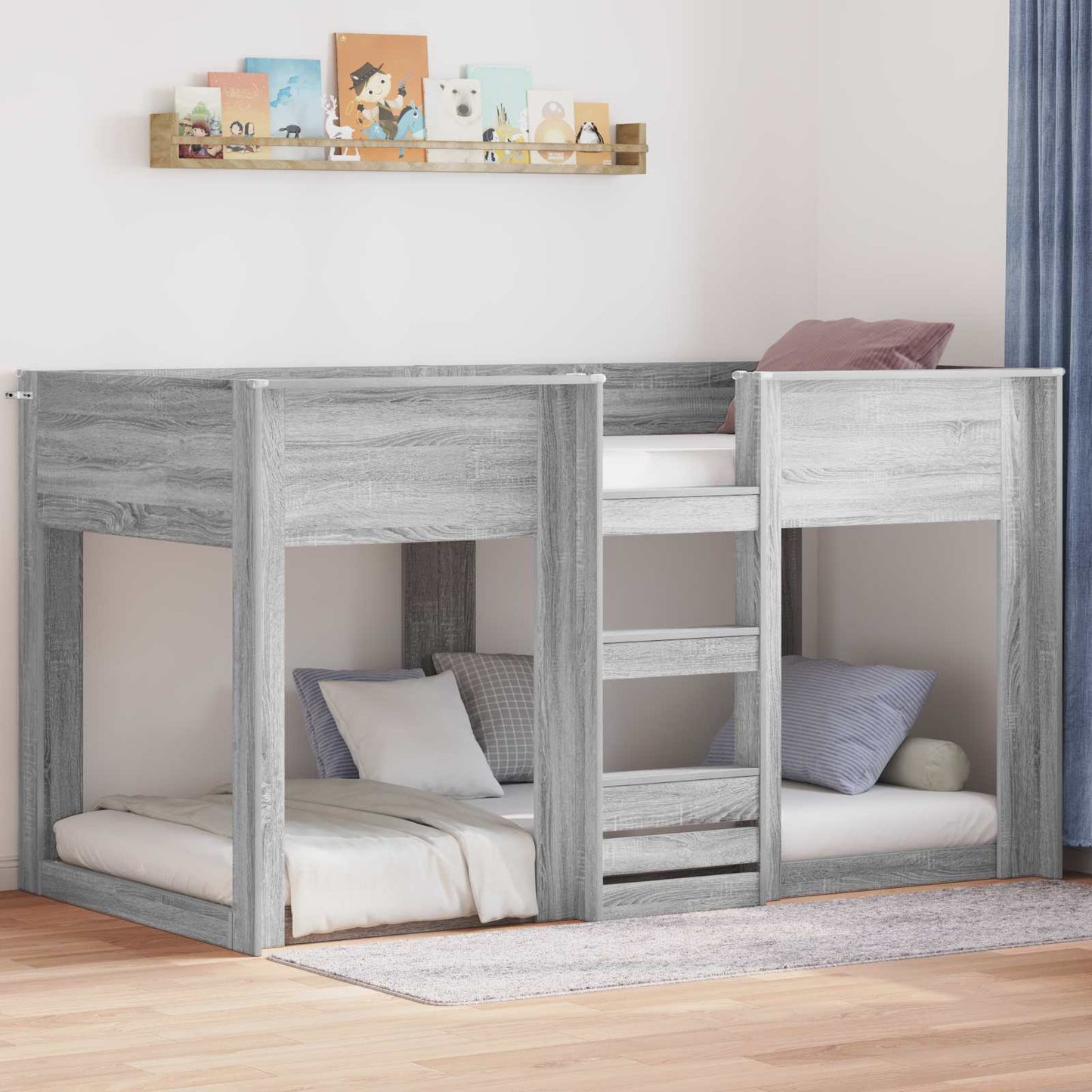 Bunk Bed for Kids Grey Sonoma 75 x 190 cm Engineered Wood