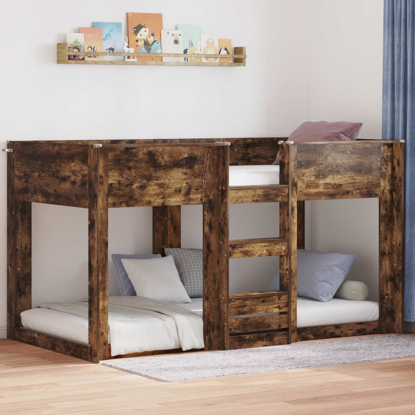 Bunk Bed for Kids Smoked Oak 90 x 190 cm Engineered Wood