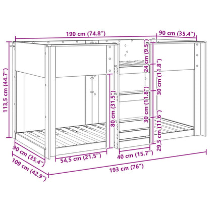 Bunk Bed for Kids Smoked Oak 90 x 190 cm Engineered Wood