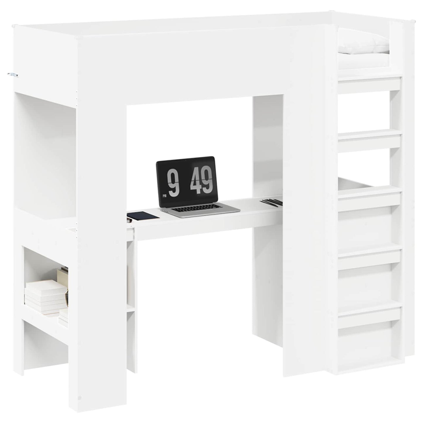 Loft Bed Frame with Desk White 75 x 190 cm Engineered Wood