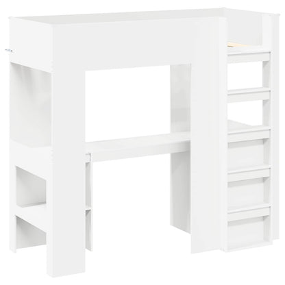 Loft Bed Frame with Desk White 75 x 190 cm Engineered Wood