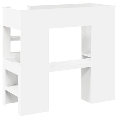 Loft Bed Frame with Desk White 75 x 190 cm Engineered Wood
