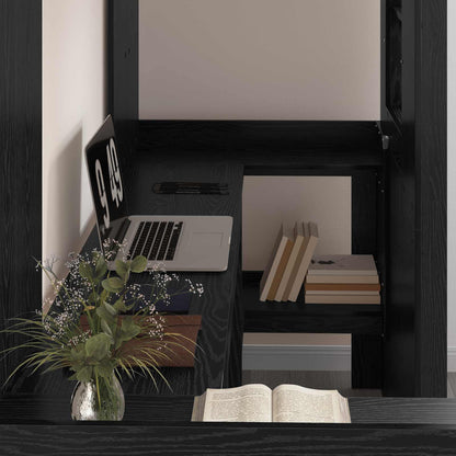 Loft Bed Frame with Desk Black Oak 75 x 190 cm Engineered Wood