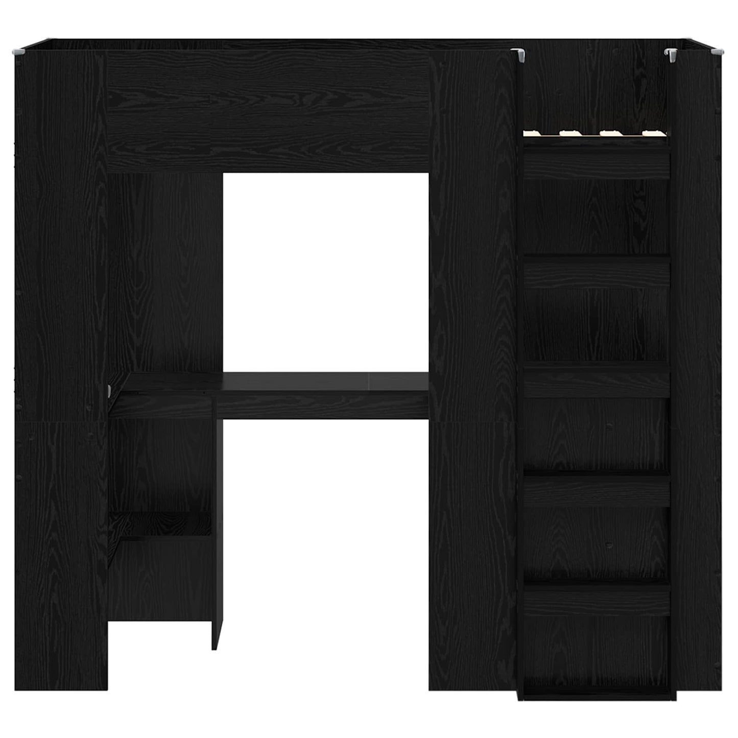 Loft Bed Frame with Desk Black Oak 75 x 190 cm Engineered Wood