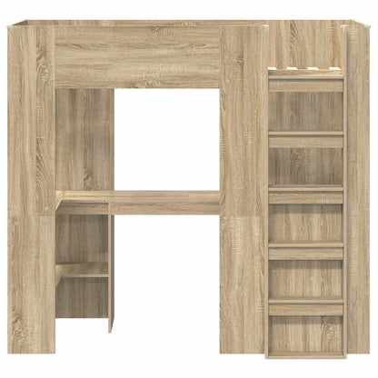 Loft Bed Frame with Desk Sonoma Oak 75 x 190 cm Engineered Wood
