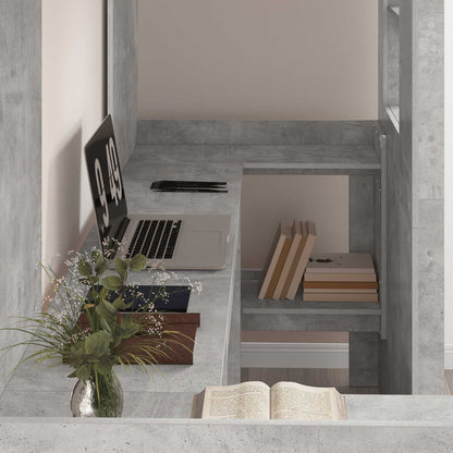 Loft Bed Frame with Desk with Storage Concrete Grey 75 x 190 cm