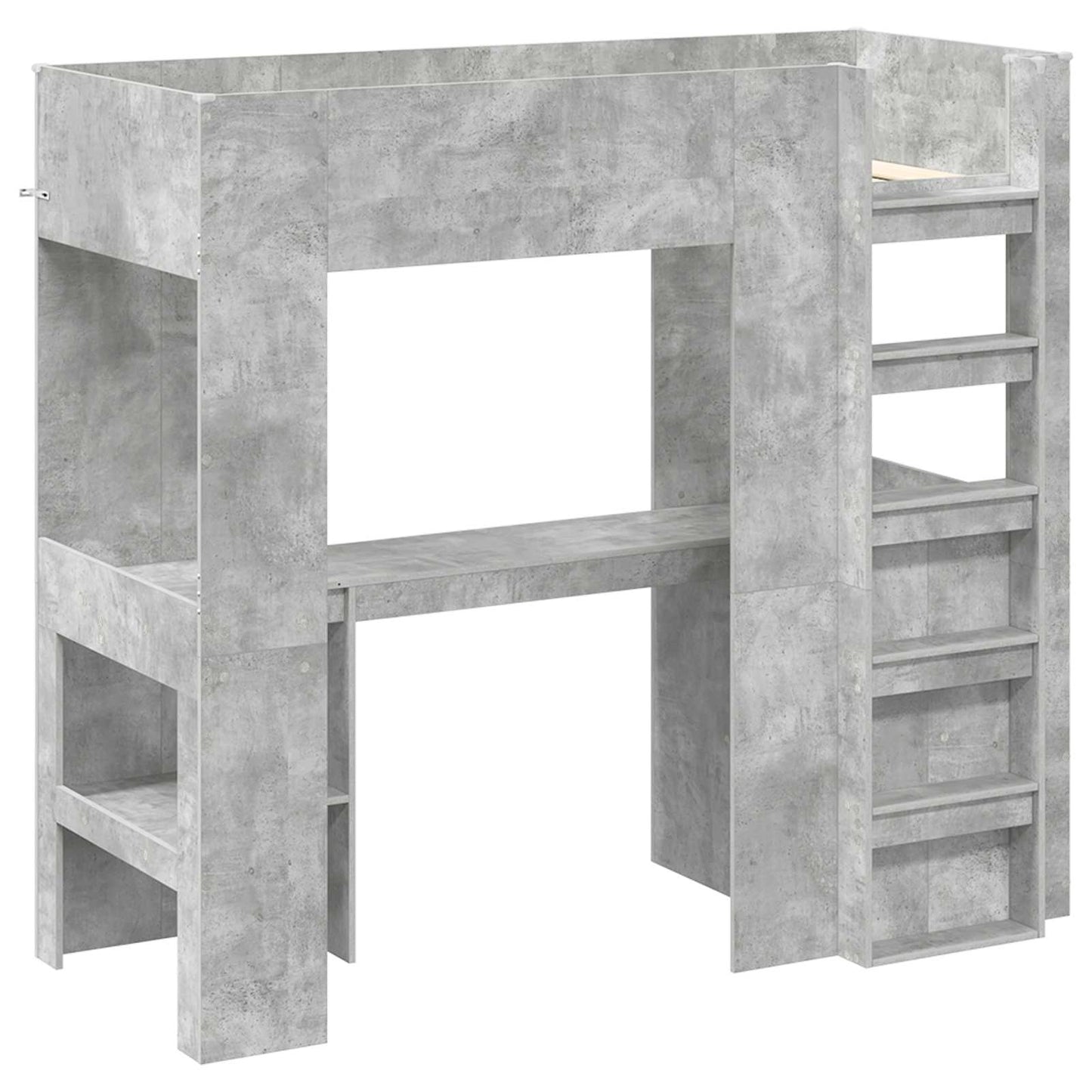 Loft Bed Frame with Desk with Storage Concrete Grey 75 x 190 cm