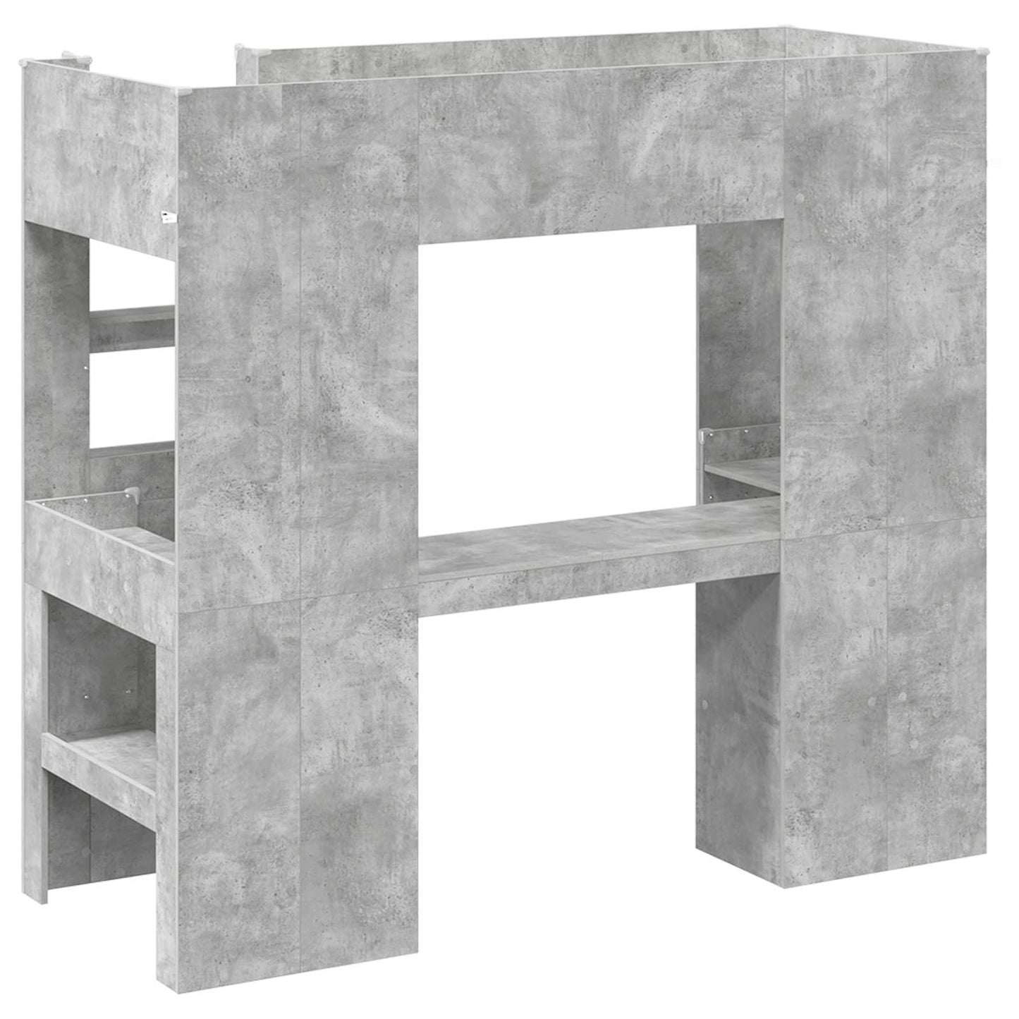 Loft Bed Frame with Desk with Storage Concrete Grey 75 x 190 cm