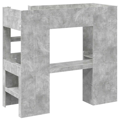 Loft Bed Frame with Desk with Storage Concrete Grey 75 x 190 cm