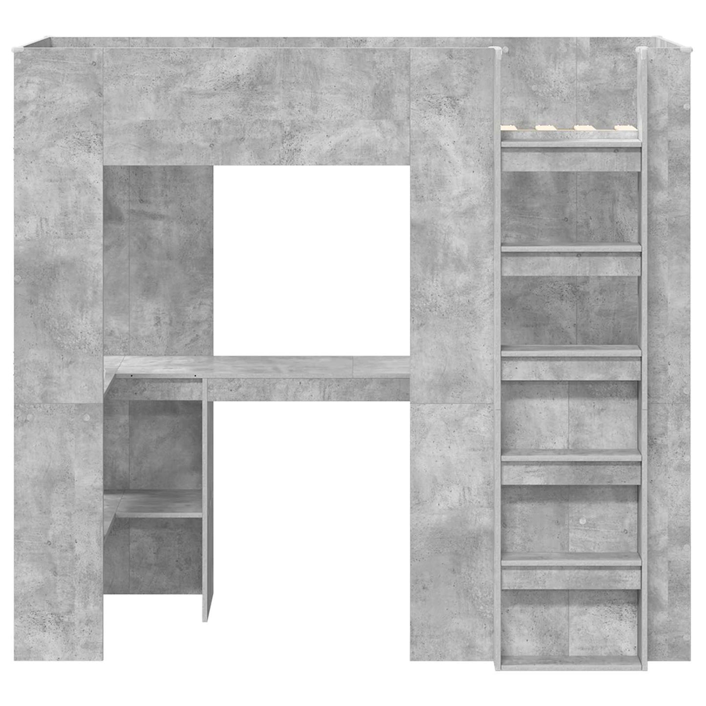 Loft Bed Frame with Desk with Storage Concrete Grey 75 x 190 cm