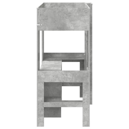 Loft Bed Frame with Desk with Storage Concrete Grey 75 x 190 cm