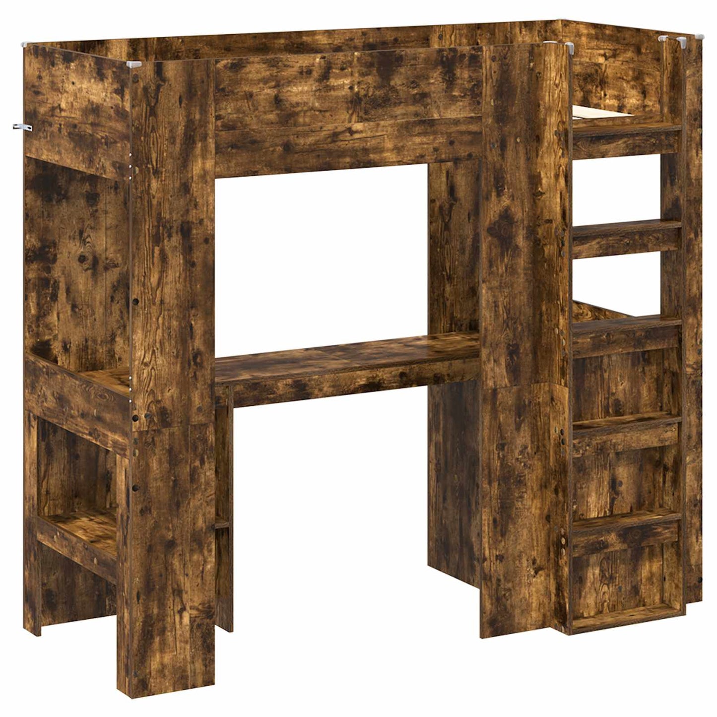 Loft Bed Frame with Desk Smoked Oak 75 x 190 cm Engineered Wood
