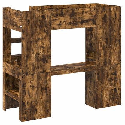 Loft Bed Frame with Desk Smoked Oak 75 x 190 cm Engineered Wood