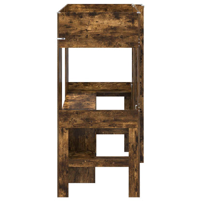 Loft Bed Frame with Desk Smoked Oak 75 x 190 cm Engineered Wood