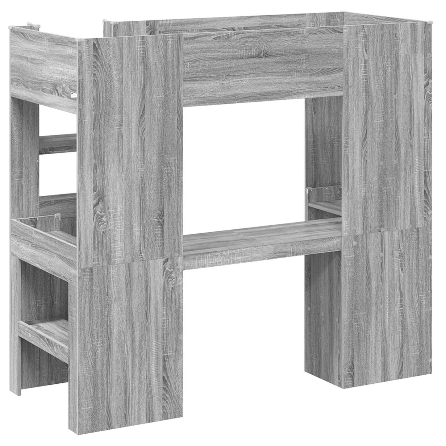 Loft Bed Frame with Desk with Storage Grey Sonoma 75 x 190 cm