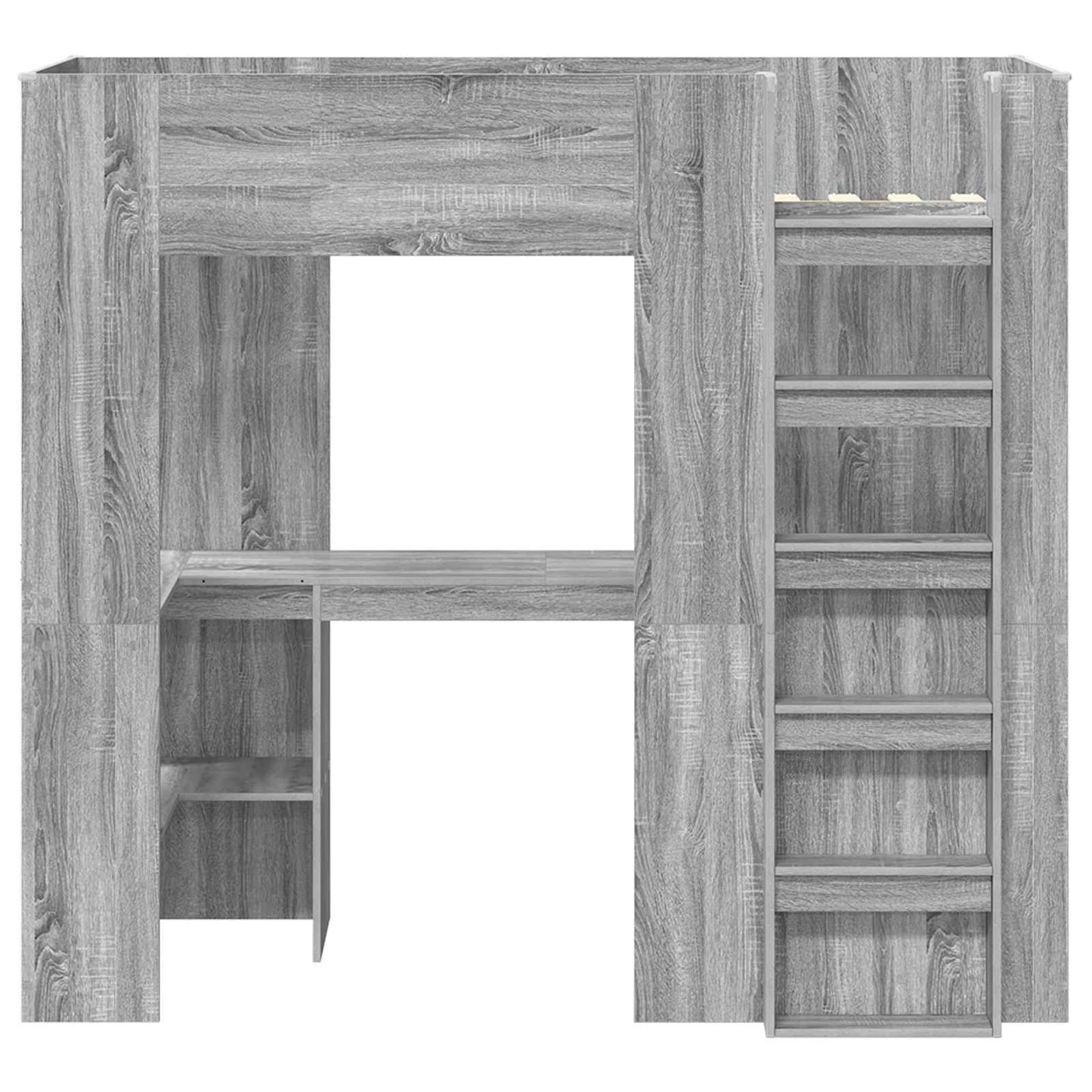 Loft Bed Frame with Desk with Storage Grey Sonoma 75 x 190 cm