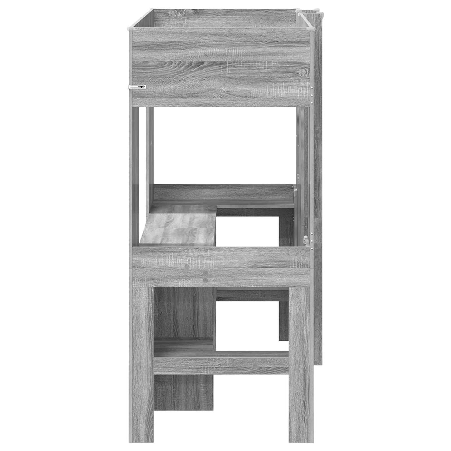 Loft Bed Frame with Desk with Storage Grey Sonoma 75 x 190 cm