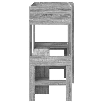 Loft Bed Frame with Desk with Storage Grey Sonoma 75 x 190 cm