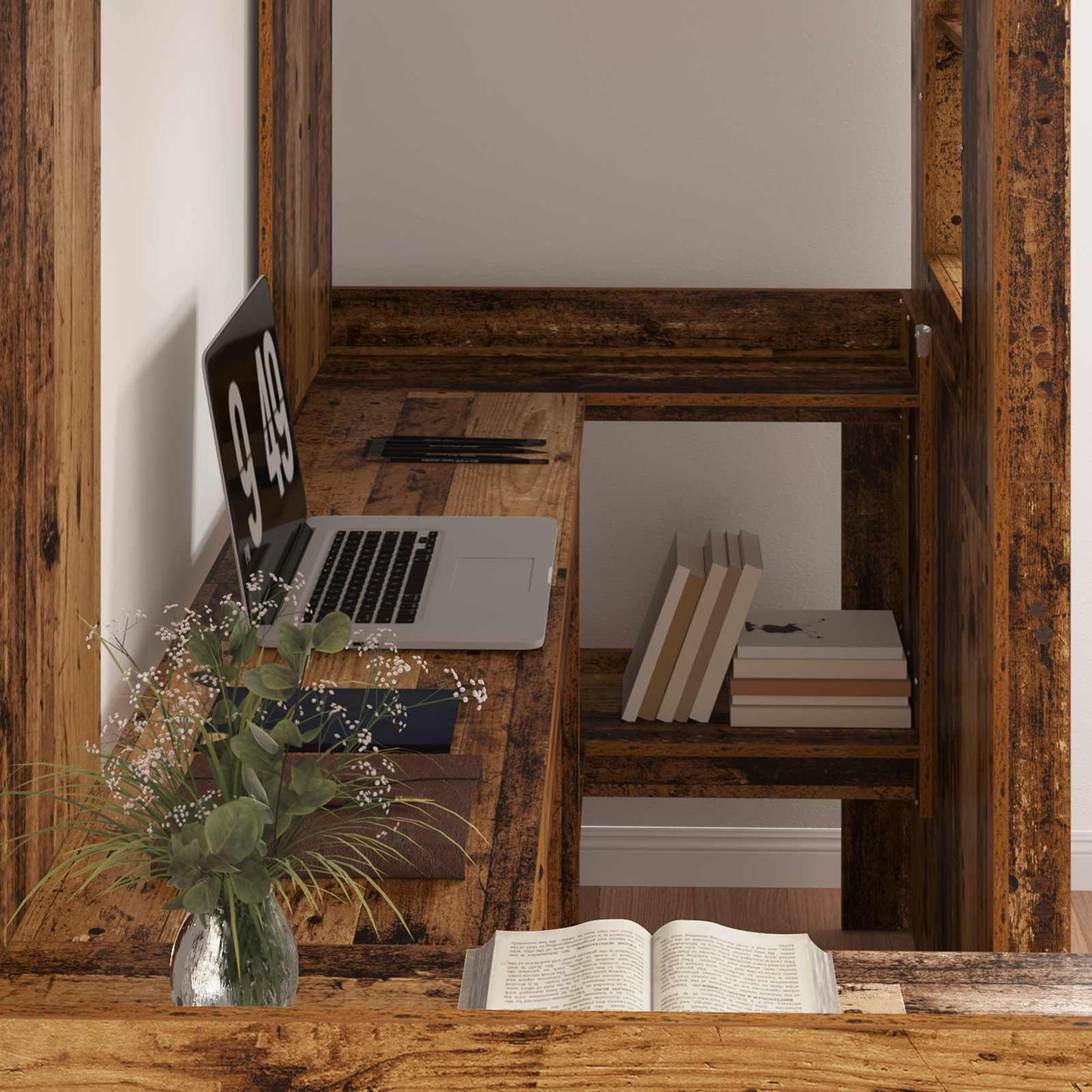 Loft Bed Frame with Desk Old Wood 75 x 190 cm Engineered Wood