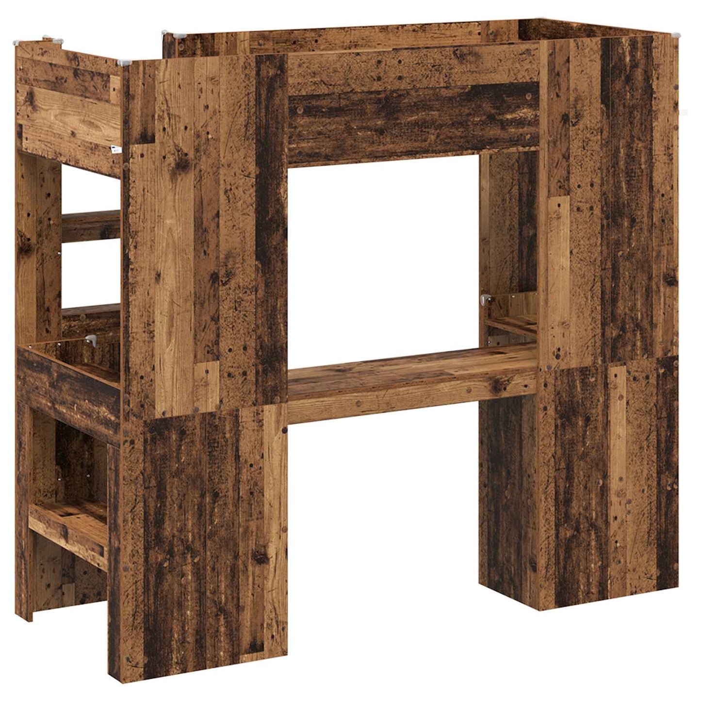 Loft Bed Frame with Desk Old Wood 75 x 190 cm Engineered Wood