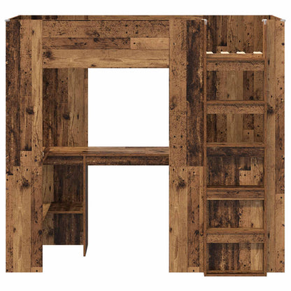 Loft Bed Frame with Desk Old Wood 75 x 190 cm Engineered Wood