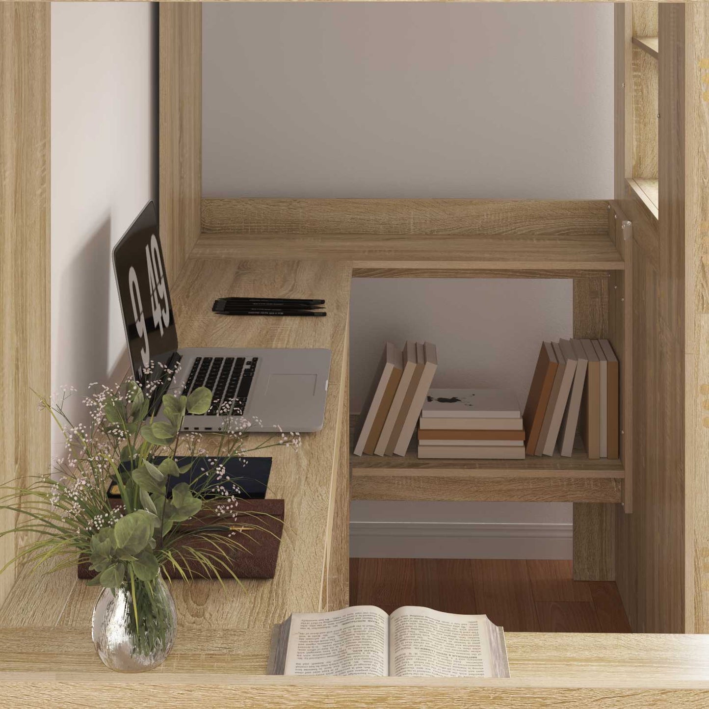 Loft Bed Frame with Desk Sonoma Oak 90 x 190 cm Engineered Wood