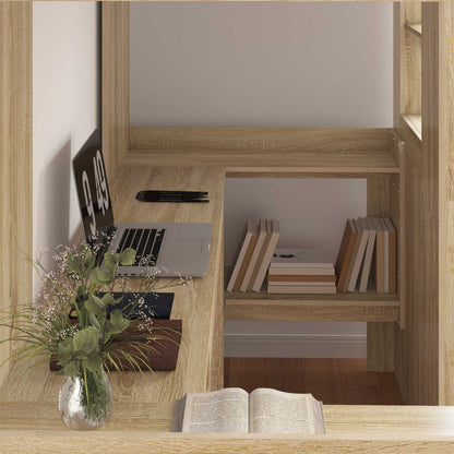 Loft Bed Frame with Desk Sonoma Oak 90 x 190 cm Engineered Wood
