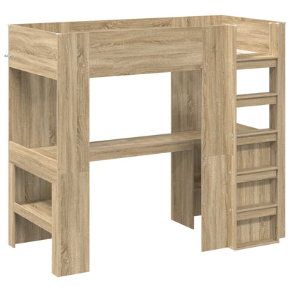 Loft Bed Frame with Desk Sonoma Oak 90 x 190 cm Engineered Wood