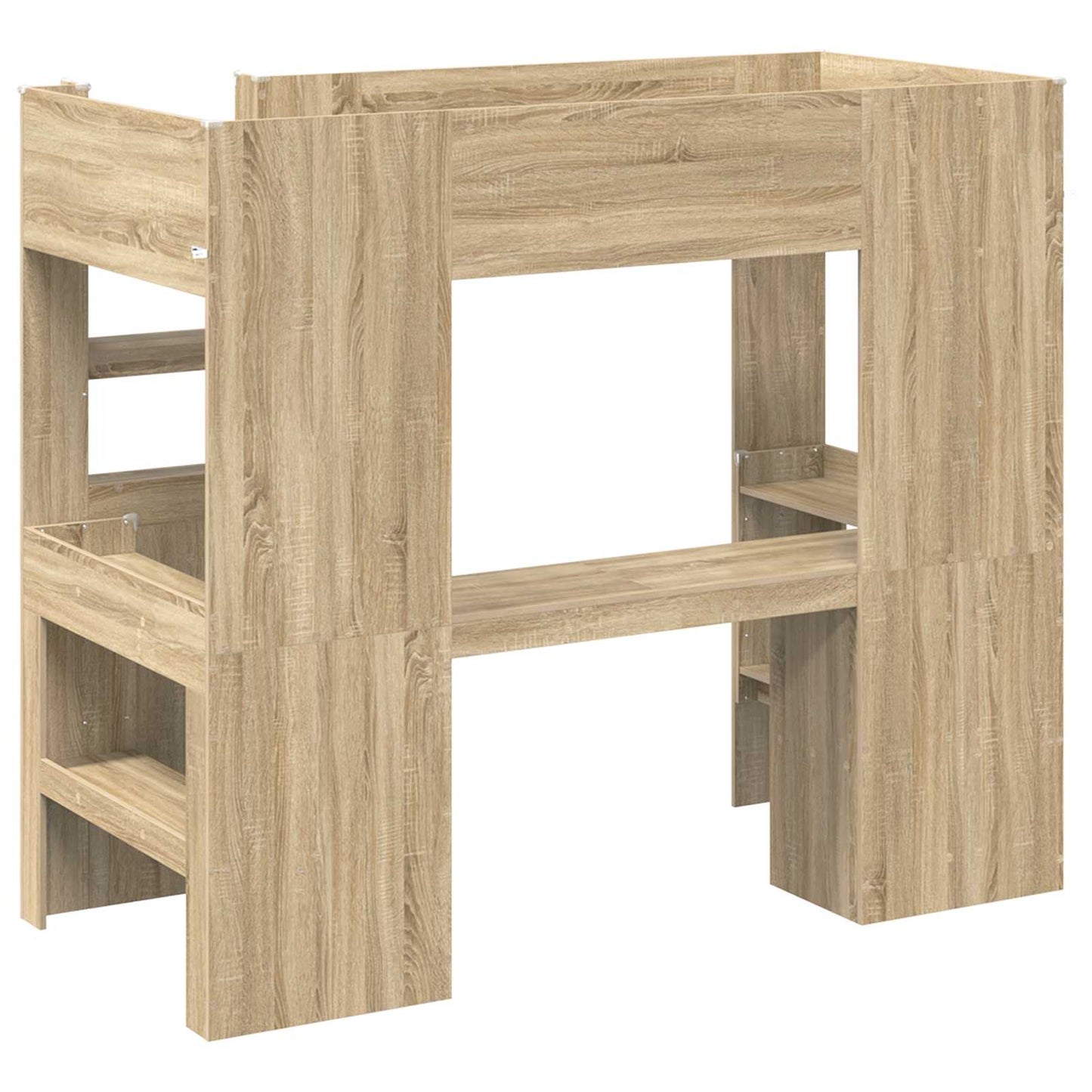 Loft Bed Frame with Desk Sonoma Oak 90 x 190 cm Engineered Wood