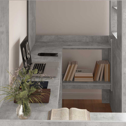 Loft Bed Frame with Desk with Storage Concrete Grey 90 x 190 cm