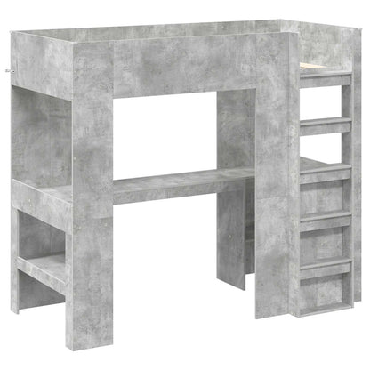 Loft Bed Frame with Desk with Storage Concrete Grey 90 x 190 cm