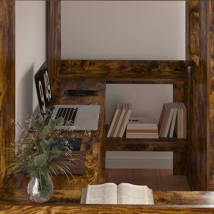 Loft Bed Frame with Desk Smoked Oak 90 x 190 cm Engineered Wood