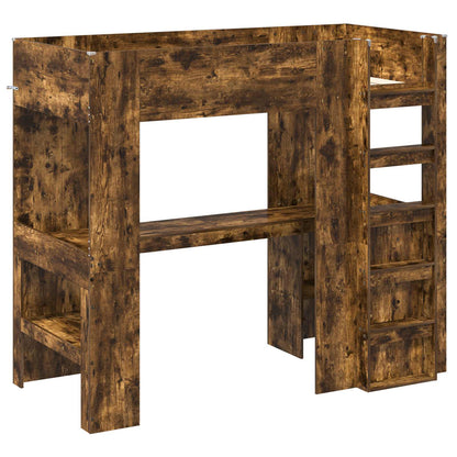 Loft Bed Frame with Desk Smoked Oak 90 x 190 cm Engineered Wood