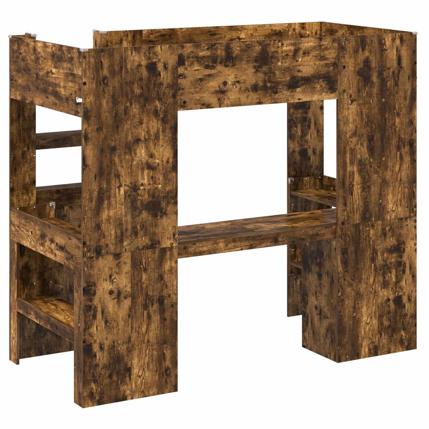 Loft Bed Frame with Desk Smoked Oak 90 x 190 cm Engineered Wood
