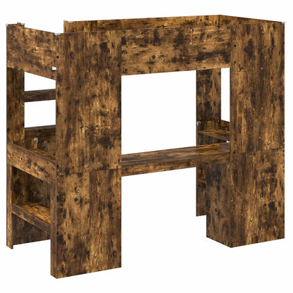 Loft Bed Frame with Desk Smoked Oak 90 x 190 cm Engineered Wood