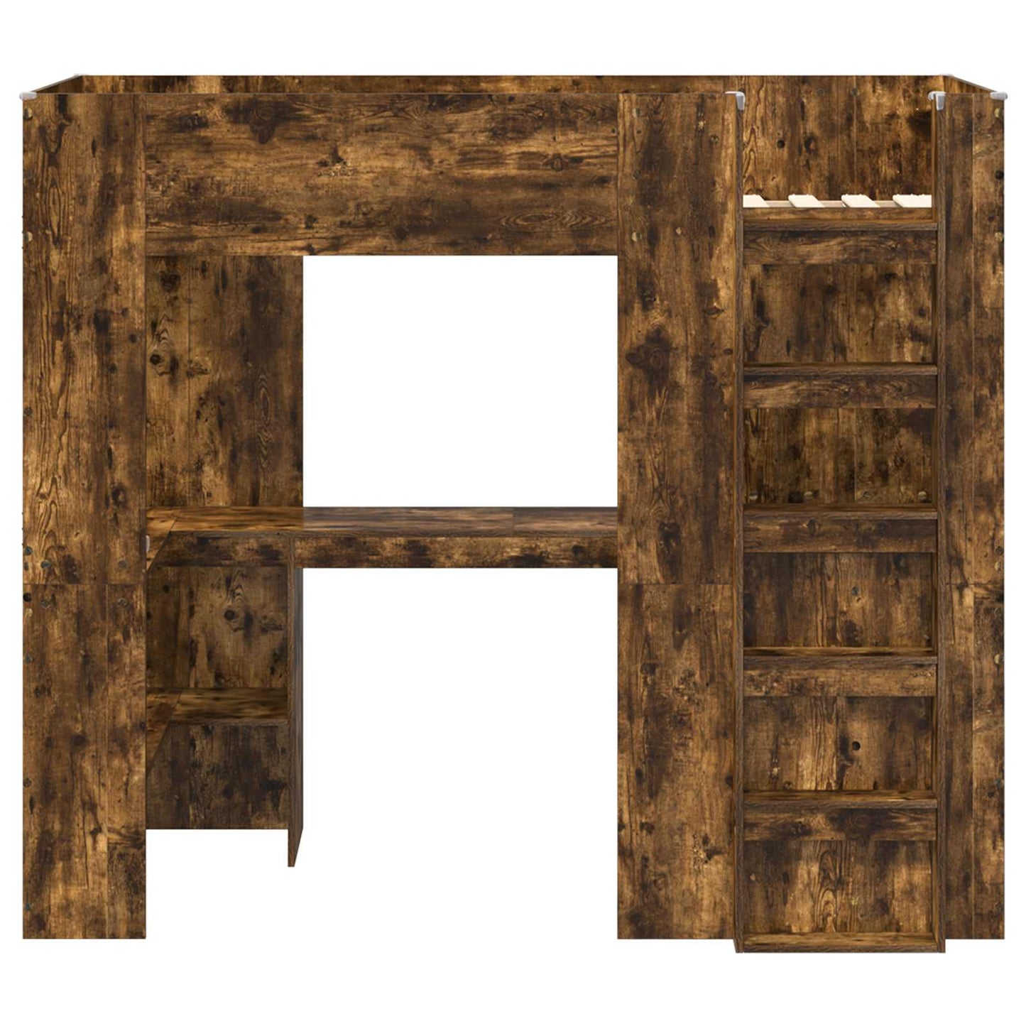 Loft Bed Frame with Desk Smoked Oak 90 x 190 cm Engineered Wood
