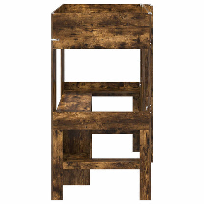 Loft Bed Frame with Desk Smoked Oak 90 x 190 cm Engineered Wood